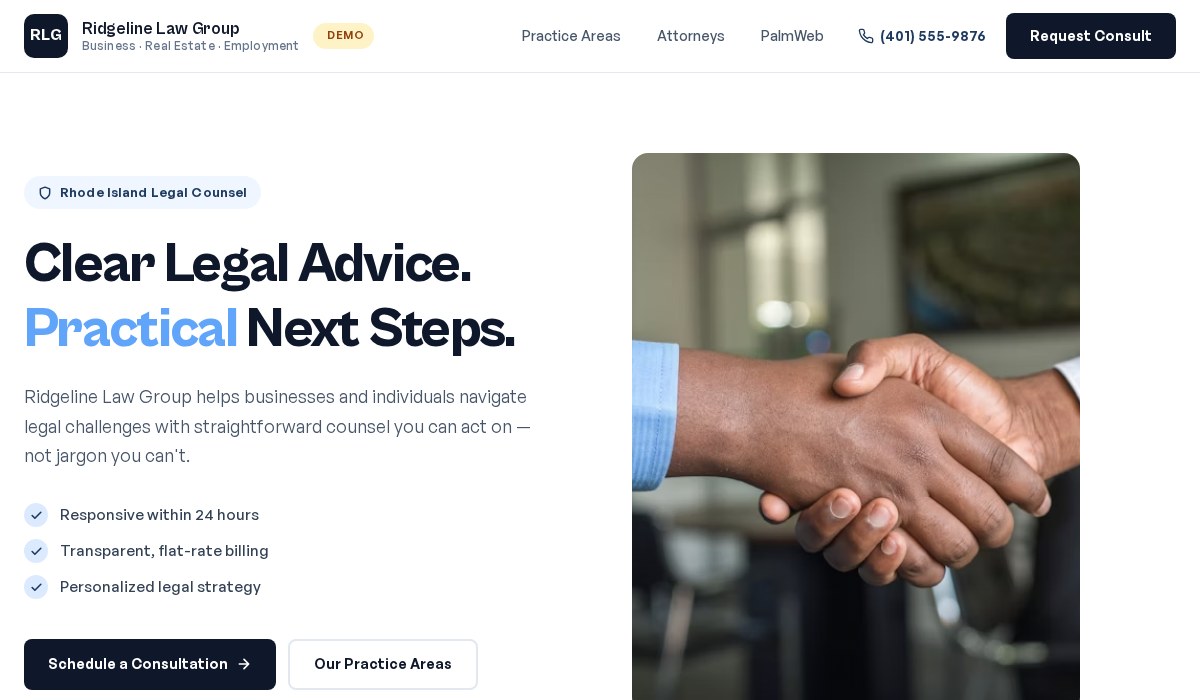 Ridgeline Law Group sample website preview