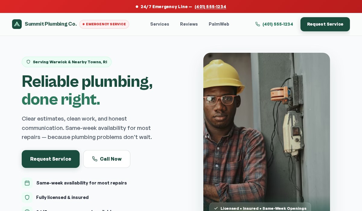 Summit Plumbing Co. sample website preview