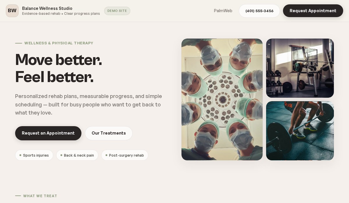 Balance Wellness Studio sample website preview